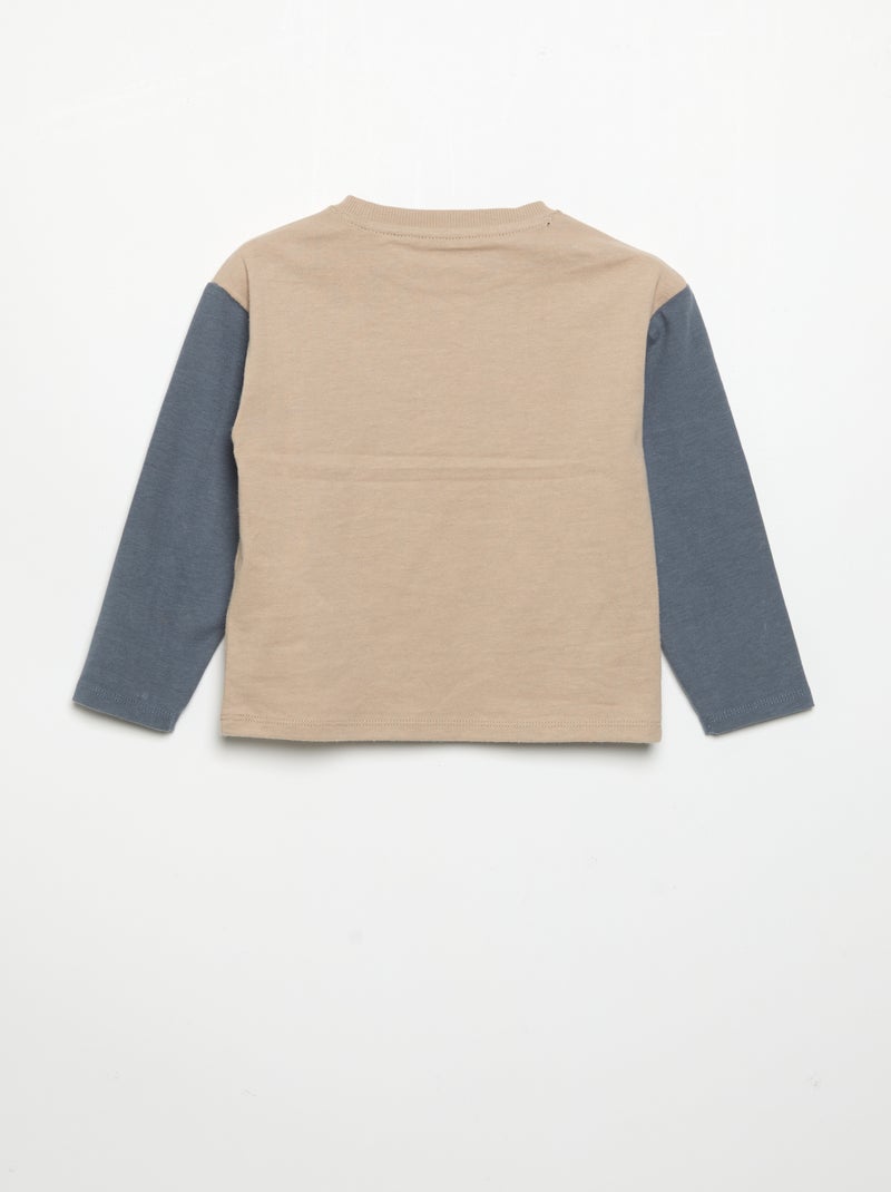 T-shirt stampata a maniche lunghe Beige - Kiabi
