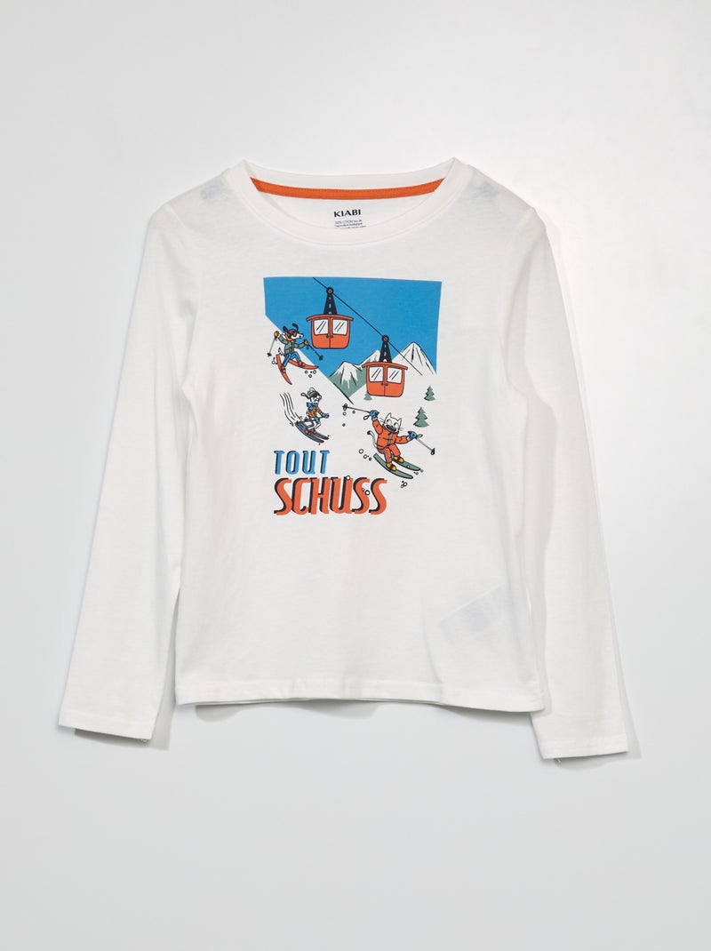 T-shirt stampata a maniche lunghe BIANCO - Kiabi