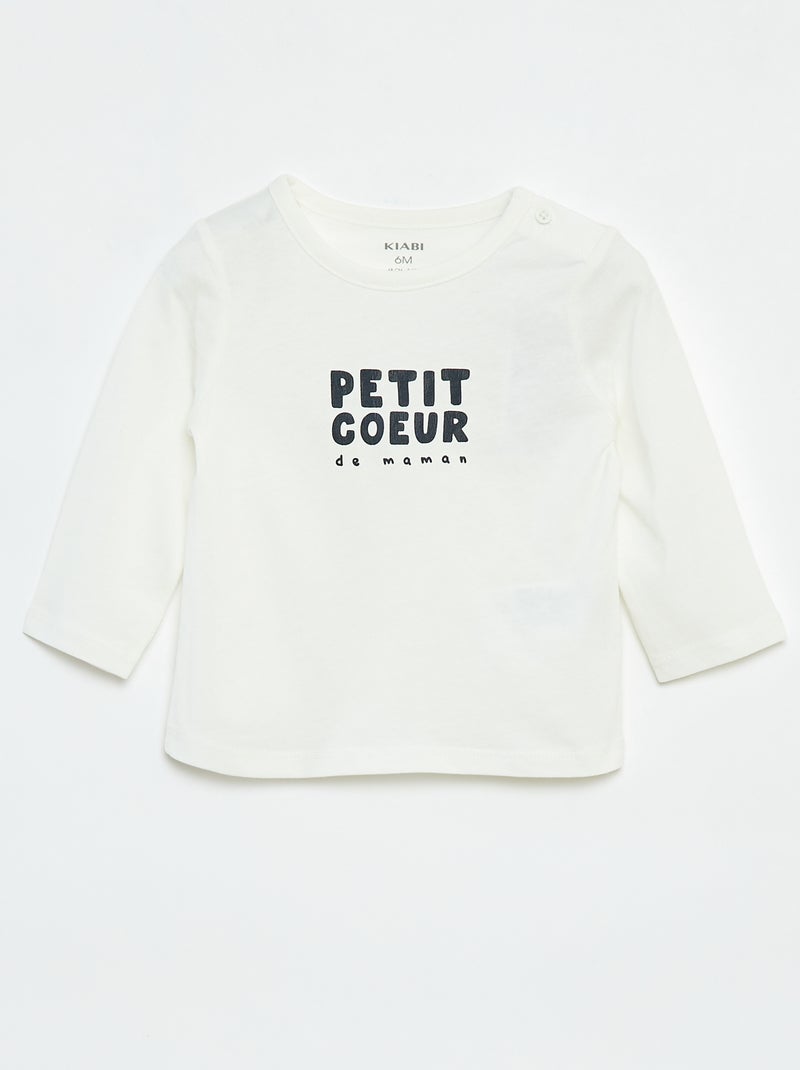 T-shirt stampata a maniche lunghe Bianco - Kiabi