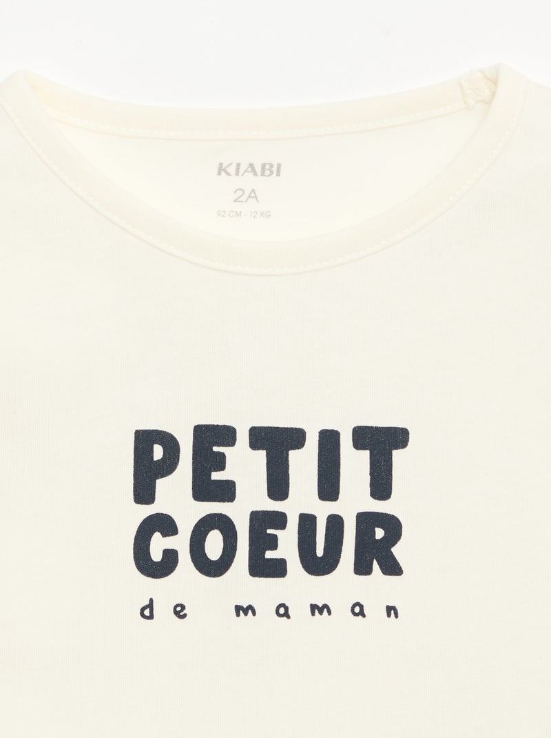 T-shirt stampata a maniche lunghe Bianco - Kiabi