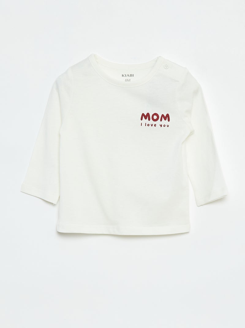 T-shirt stampata a maniche lunghe Bianco - Kiabi