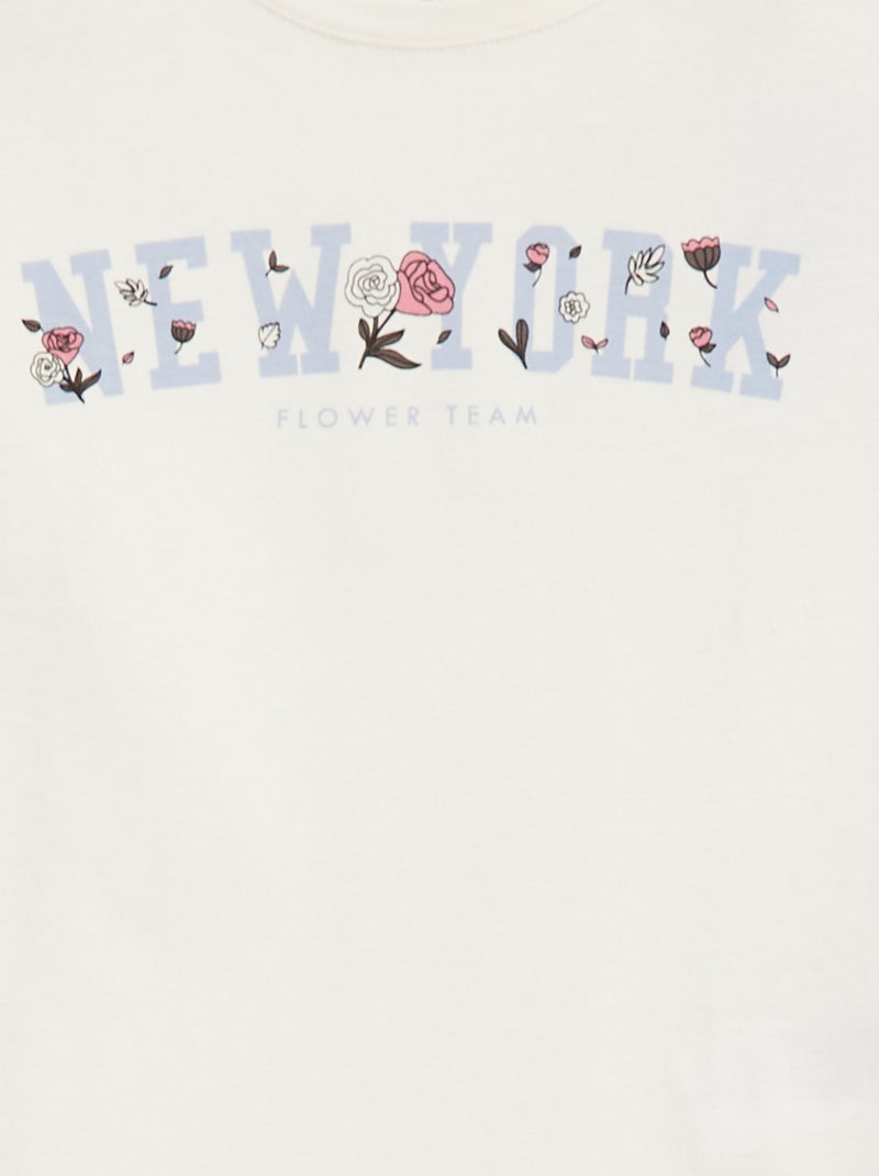 T-shirt stampata a maniche lunghe Bianco - Kiabi