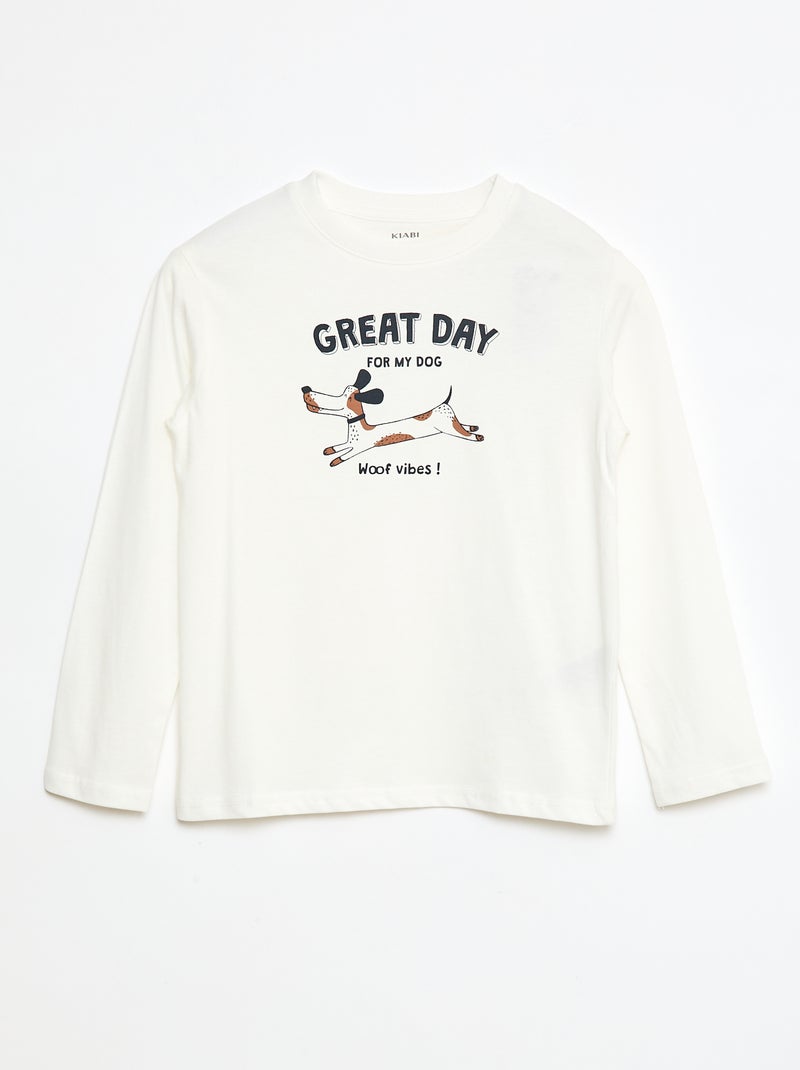 T-shirt stampata a maniche lunghe Bianco - Kiabi