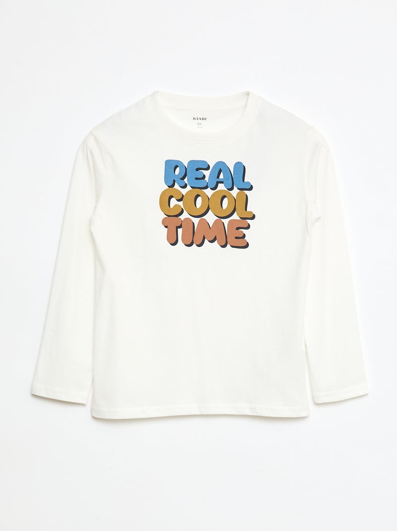 T-shirt stampata a maniche lunghe Bianco - Kiabi