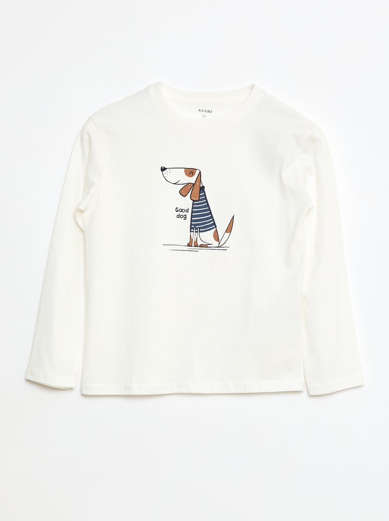 T-shirt stampata a maniche lunghe Bianco - Kiabi