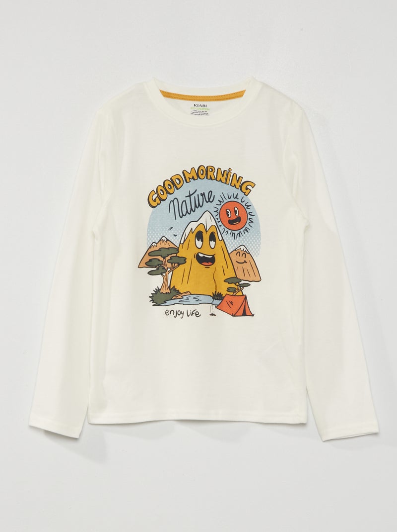 T-shirt stampata a maniche lunghe BIANCO - Kiabi