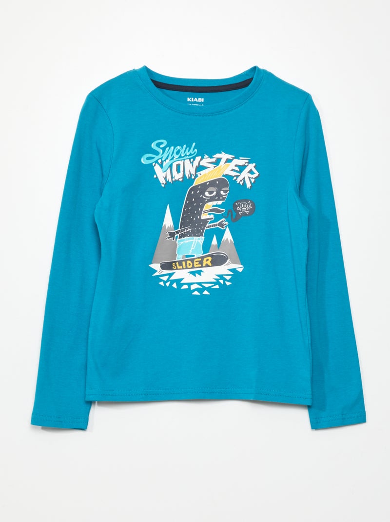 T-shirt stampata a maniche lunghe BLU - Kiabi