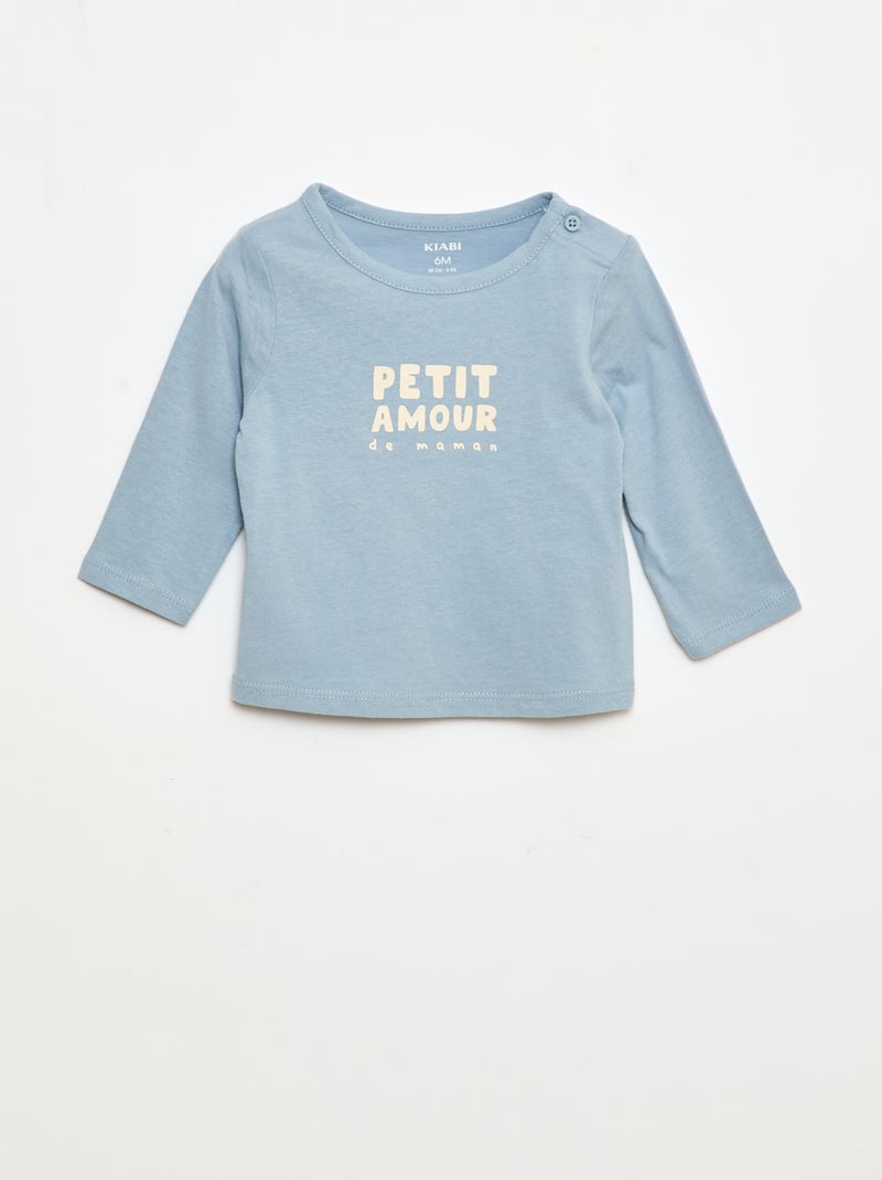 T-shirt stampata a maniche lunghe Blu - Kiabi