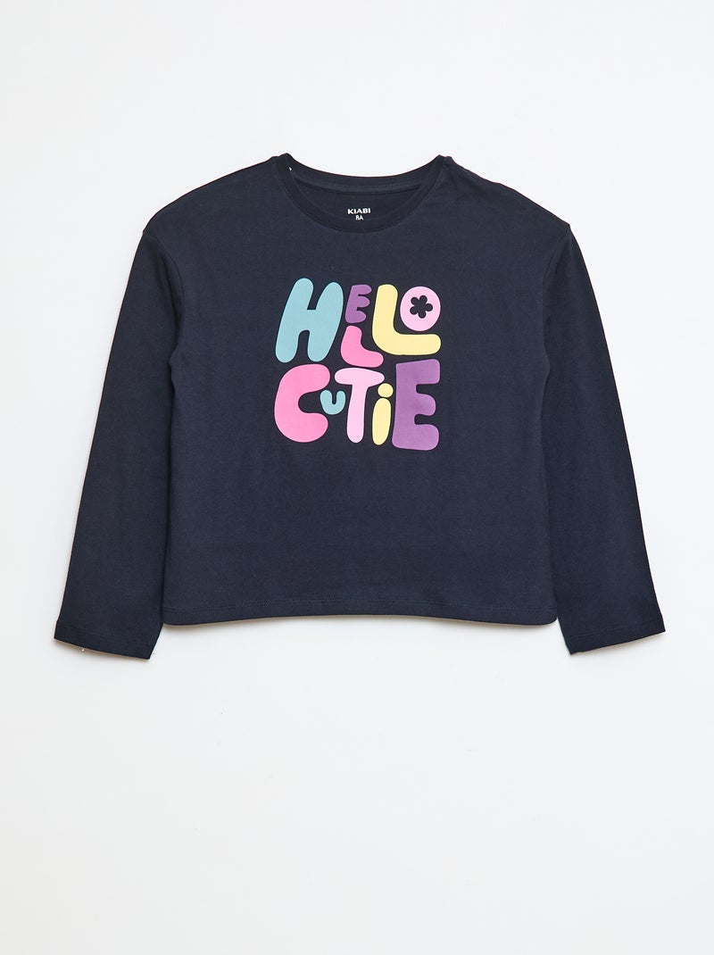 T-shirt stampata a maniche lunghe Blu - Kiabi