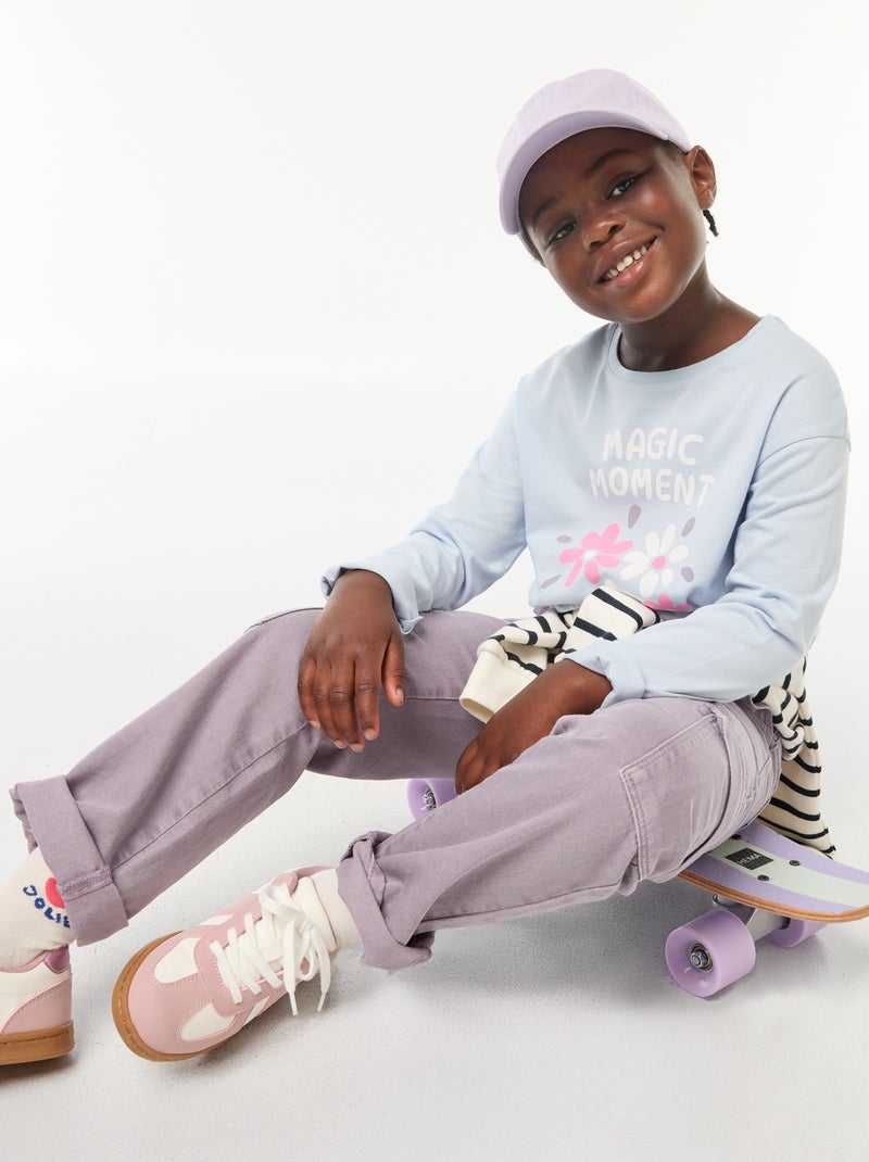 T-shirt stampata a maniche lunghe Blu - Kiabi