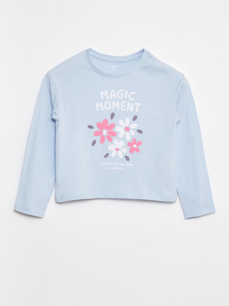 T-shirt stampata a maniche lunghe Blu - Kiabi