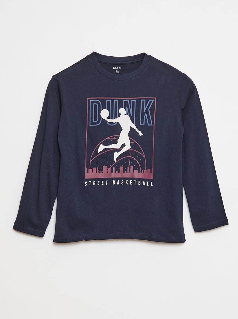 T-shirt stampata a maniche lunghe Blu - Kiabi