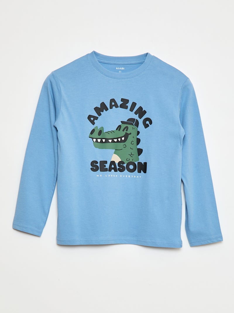 T-shirt stampata a maniche lunghe Blu - Kiabi