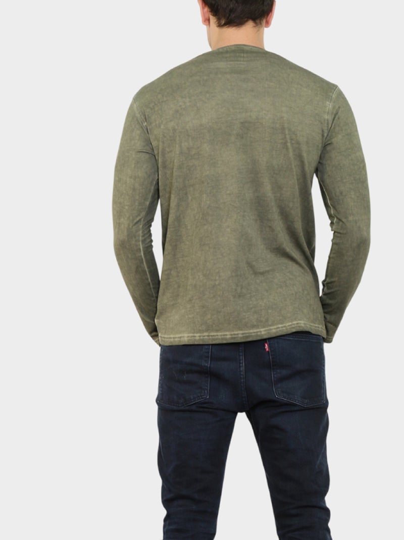 T-shirt stampata a maniche lunghe Cachi - Kiabi