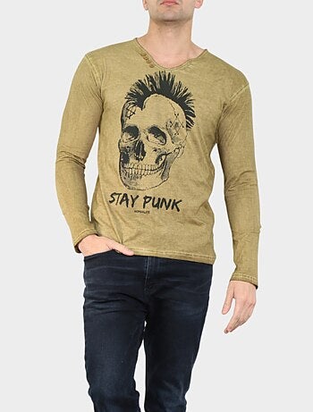 T-shirt stampata a maniche lunghe