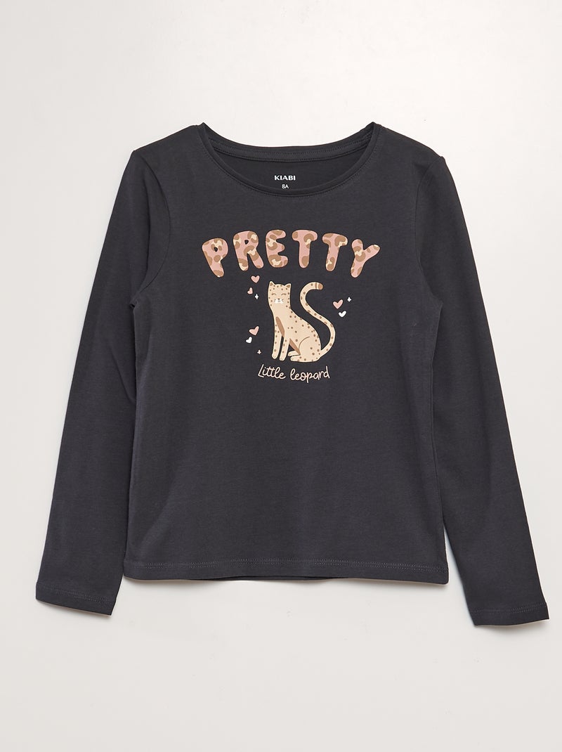 T-shirt stampata a maniche lunghe GRIGIO - Kiabi