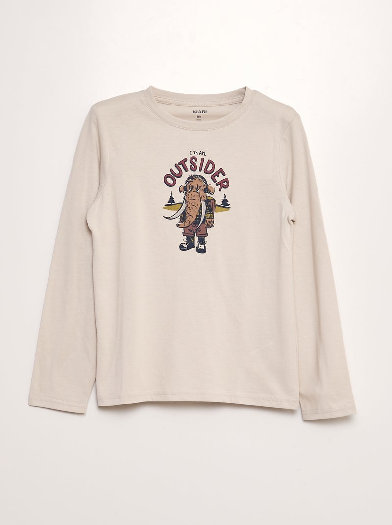 T-shirt stampata a maniche lunghe GRIGIO - Kiabi
