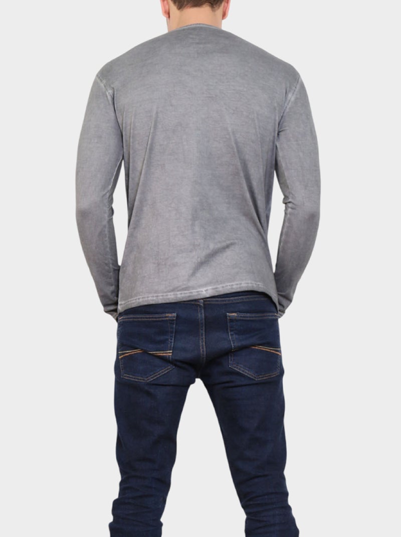T-shirt stampata a maniche lunghe Grigio - Kiabi