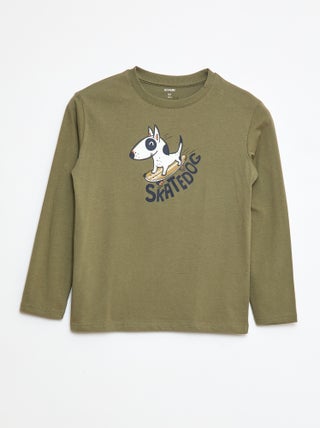 T-shirt stampata a maniche lunghe