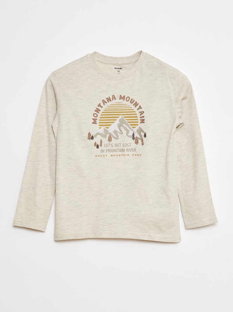 T-shirt stampata a maniche lunghe Marrone - Kiabi