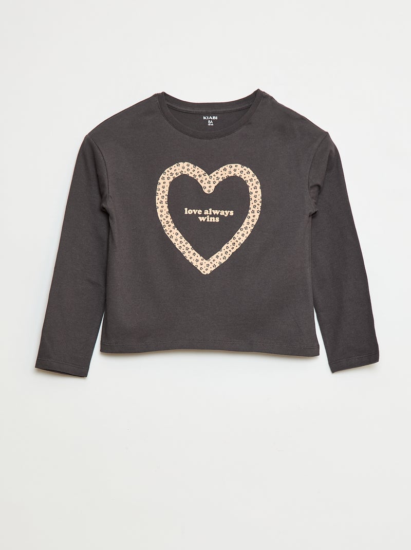 T-shirt stampata a maniche lunghe Nero - Kiabi