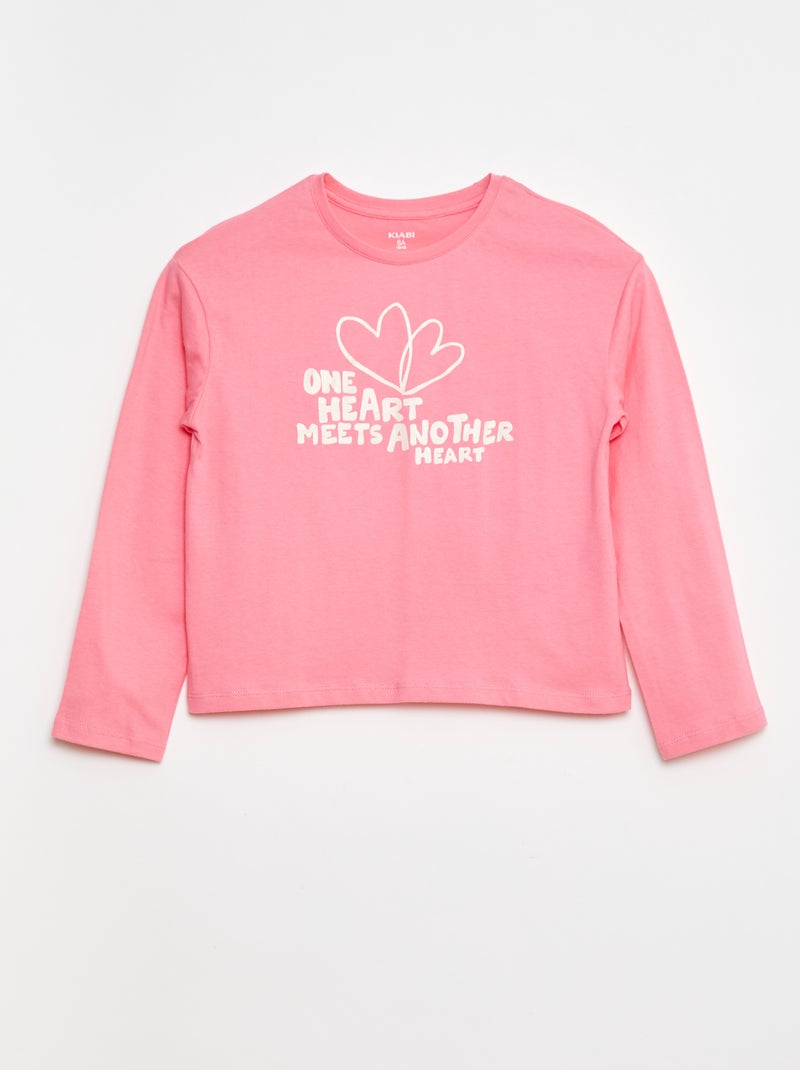 T-shirt stampata a maniche lunghe Rosa - Kiabi