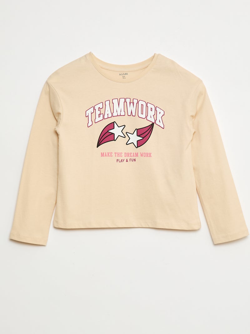 T-shirt stampata a maniche lunghe Rosa - Kiabi
