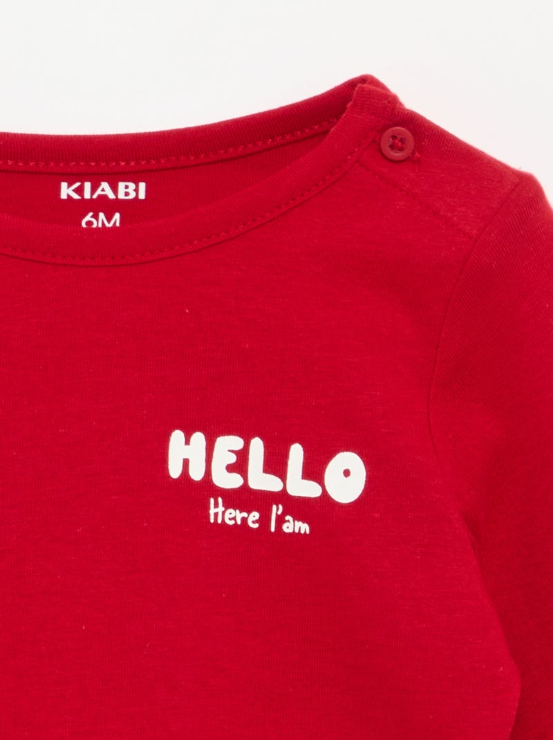 T-shirt stampata a maniche lunghe Rosso - Kiabi