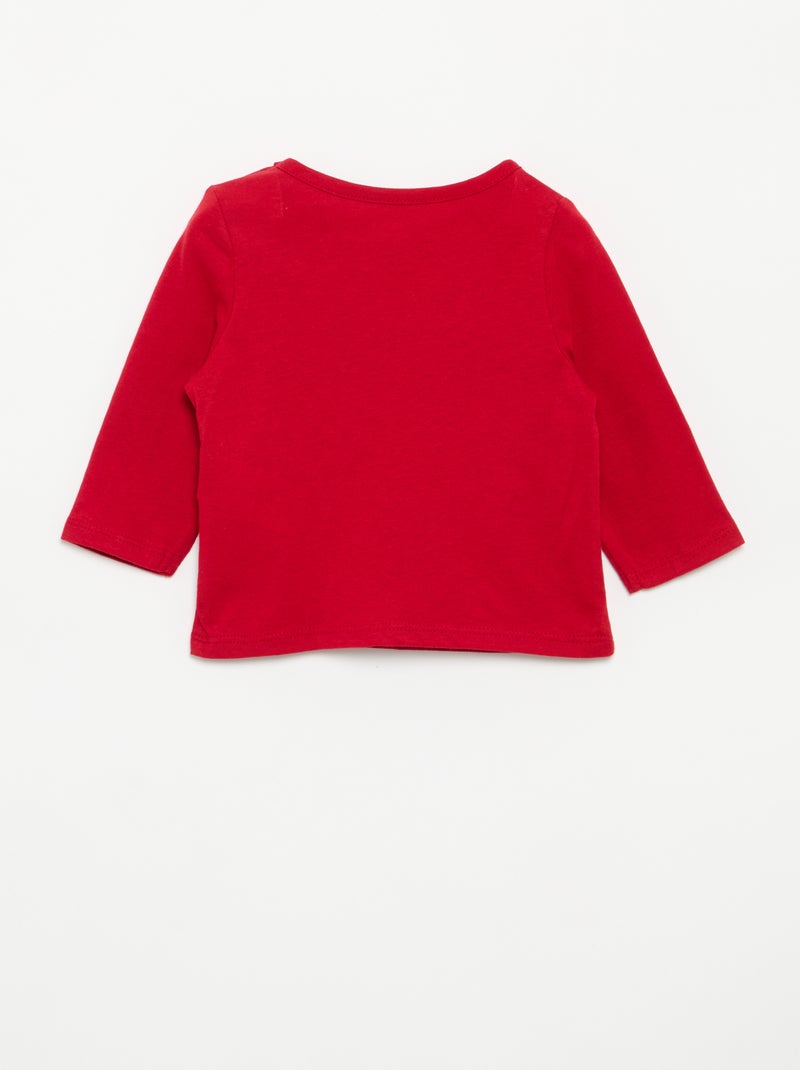 T-shirt stampata a maniche lunghe Rosso - Kiabi