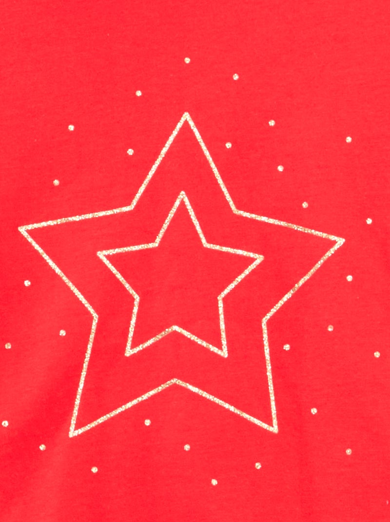 T-shirt stampata a maniche lunghe Rosso - Kiabi