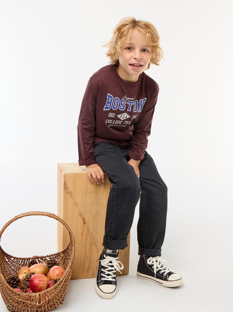 T-shirt stampata a maniche lunghe Rosso - Kiabi