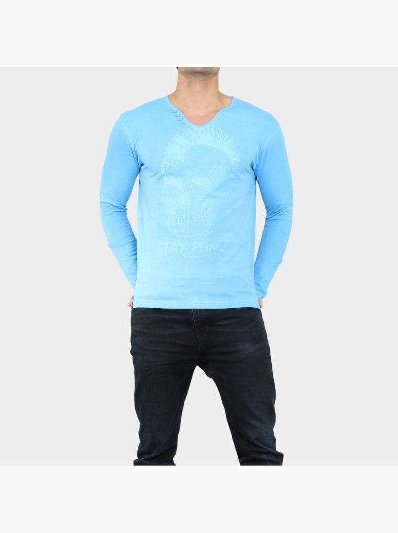 T-shirt stampata a maniche lunghe Turchese - Kiabi