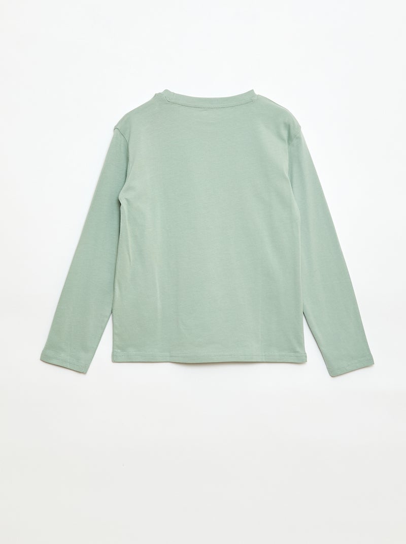 T-shirt stampata a maniche lunghe Verde - Kiabi