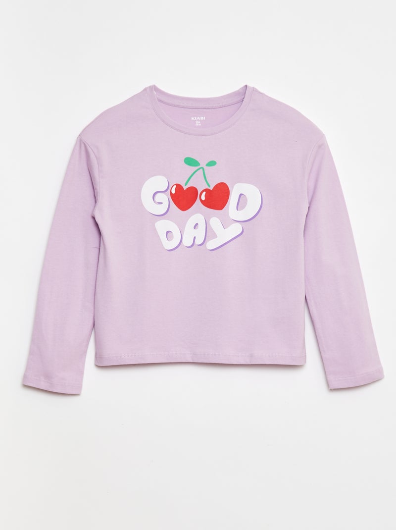 T-shirt stampata a maniche lunghe Viola - Kiabi