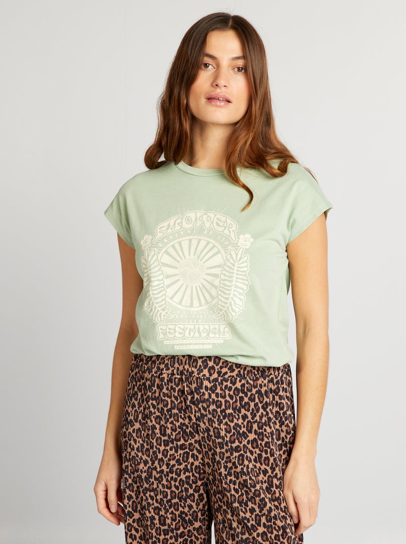 T-shirt stampata a tema festival VERDE - Kiabi