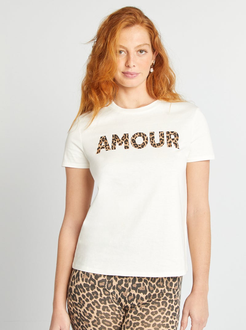 T-shirt stampata Bianco Ecru - Kiabi