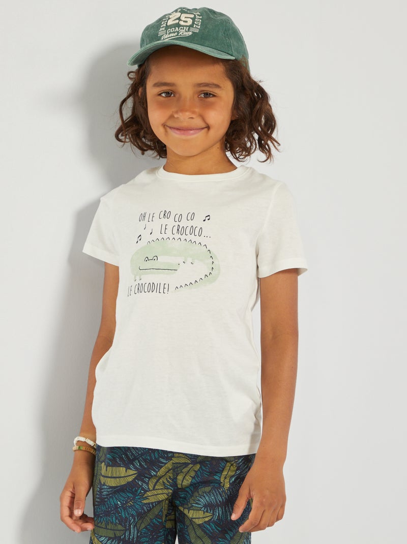 T-shirt stampata 'coccodrillo' BEIGE - Kiabi