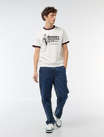 T-shirt stampata con bordino a contrasto