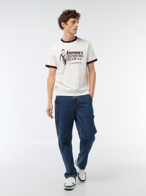 T-shirt stampata con bordino a contrasto - Kiabi