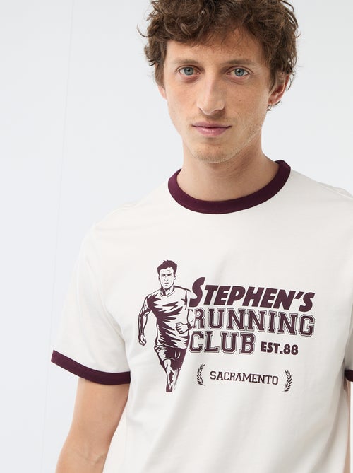 T-shirt stampata con bordino a contrasto - Kiabi