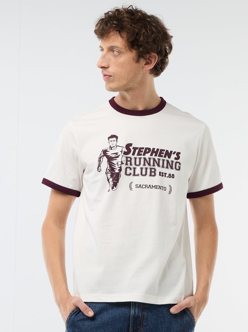 T-shirt stampata con bordino a contrasto - Kiabi