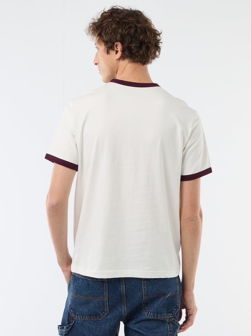 T-shirt stampata con bordino a contrasto Bianco - Kiabi