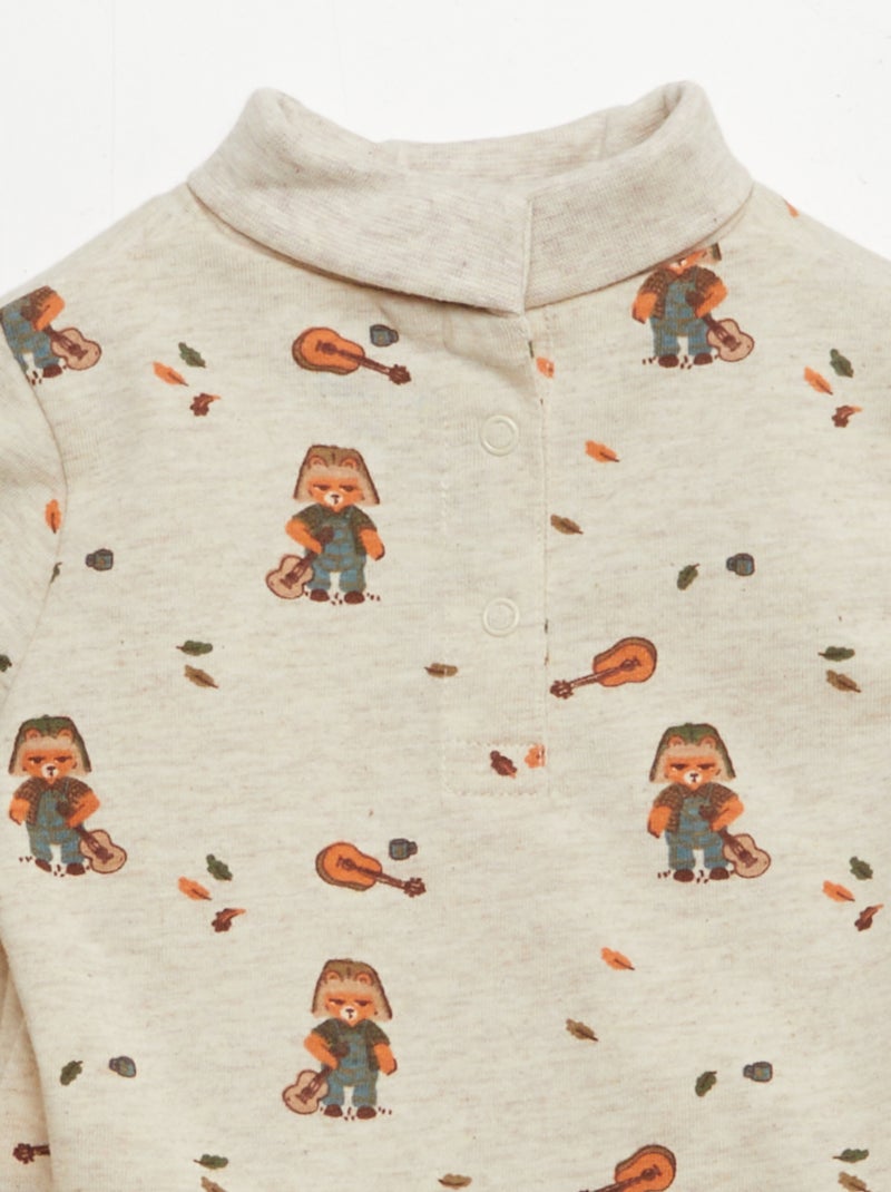 T-shirt stampata con collo dolcevita BEIGE - Kiabi