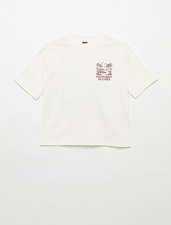 T-shirt stampata con messaggio a maniche corte
