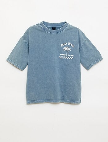 T-shirt stampata con messaggio a maniche corte