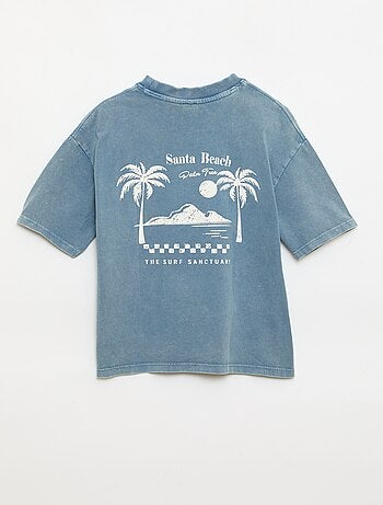T-shirt stampata con messaggio a maniche corte