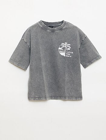 T-shirt stampata con messaggio a maniche corte