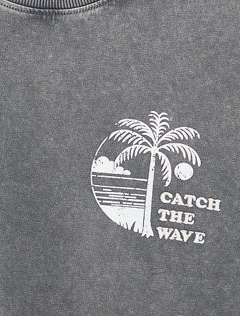 T-shirt stampata con messaggio a maniche corte