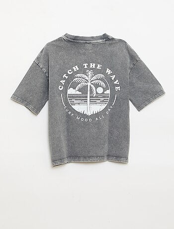 T-shirt stampata con messaggio a maniche corte