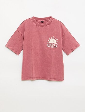 T-shirt stampata con messaggio a maniche corte